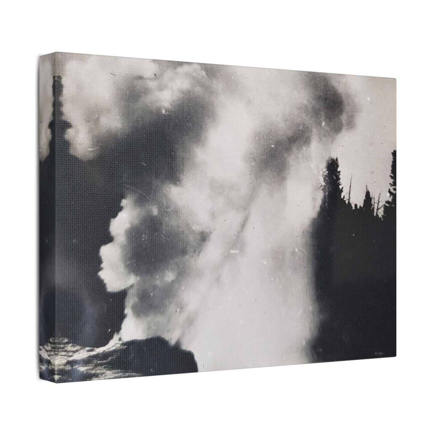 Riverside Geyser Yellowstone Satin Canvas Stretched