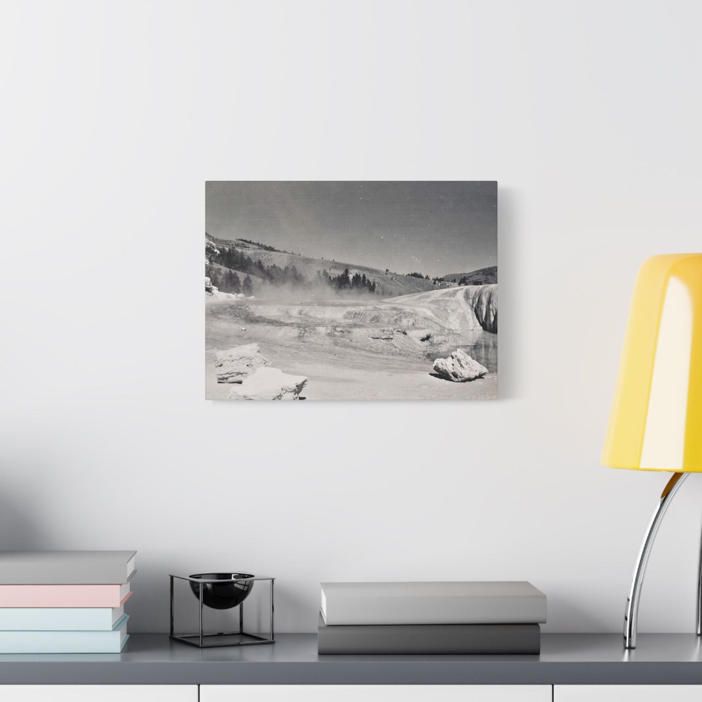 Mammoth Hot Springs Satin Canvas Stretched 16″ x 12″ (Horizontal) 1.5"