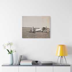 Army Pursuit Plane Ames Airport 1939 Satin Canvas Stretched 30" x 24" (Horizontal) 1.5"