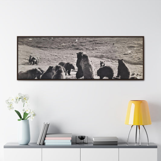 Yellowstone Grizzly Bears Gallery Canvas Wraps Horizontal Frame 60″ x 20″ Walnut 1.25"