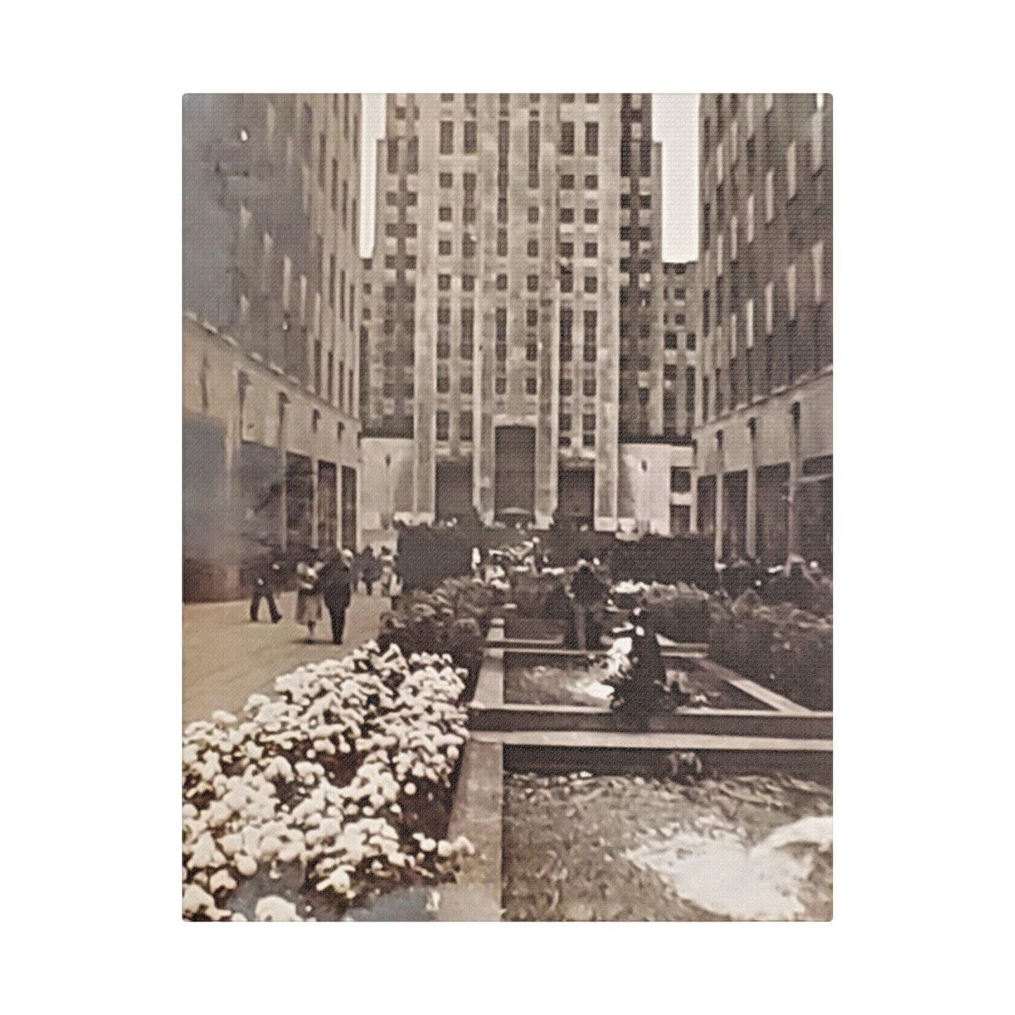 Rockefeller Plaza Satin Canvas Stretched 11″ x 14″ (Vertical) 1.5"