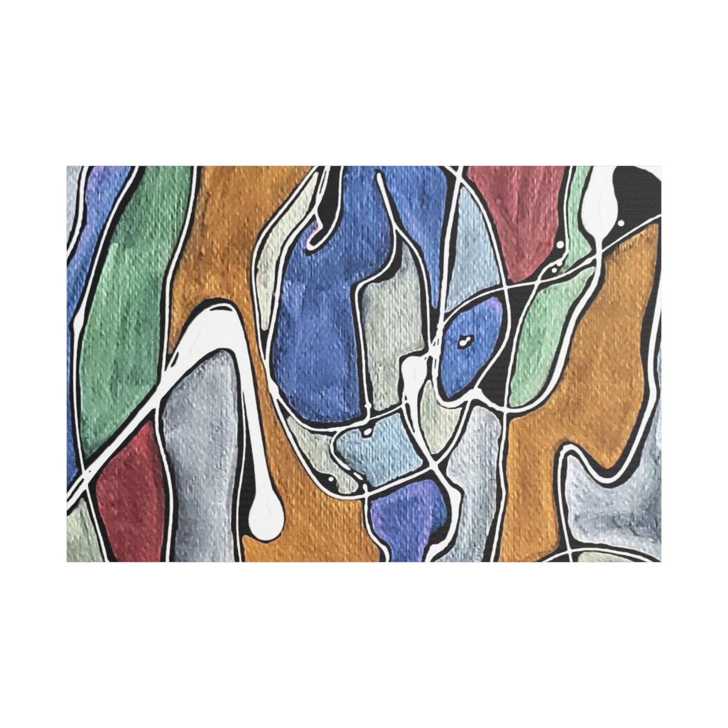 Blue Girl Satin Canvas Stretched 36″ x 24″ (Horizontal) 1.5"