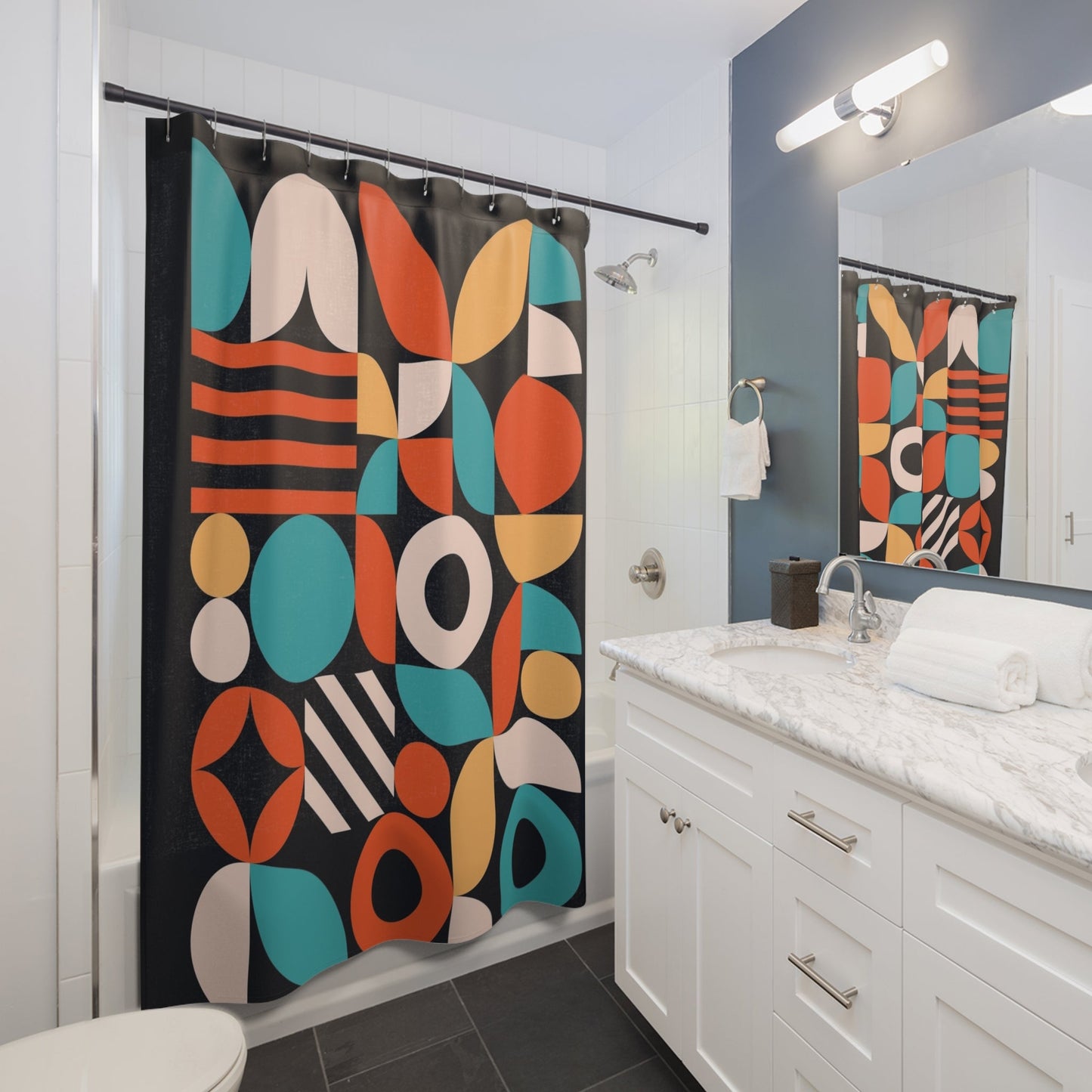 Modern Geometric Shower Curtain - - Home Decor