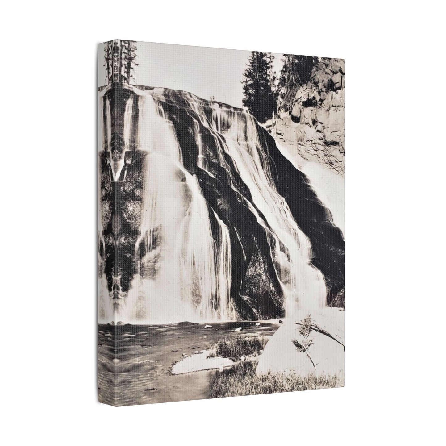 Gibbon Falls Yellowstone Satin Canvas Stretched