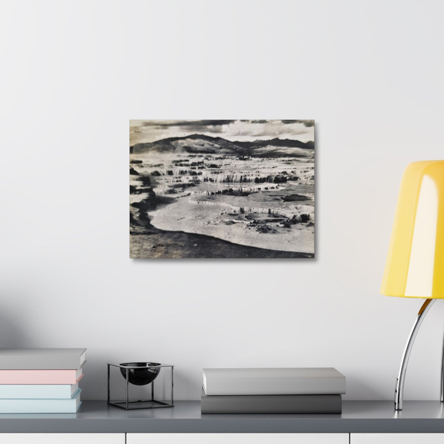 Springs at top of Jupiter Terrace Yellowstone Stretched Canvas 1.5" 16″ x 12″