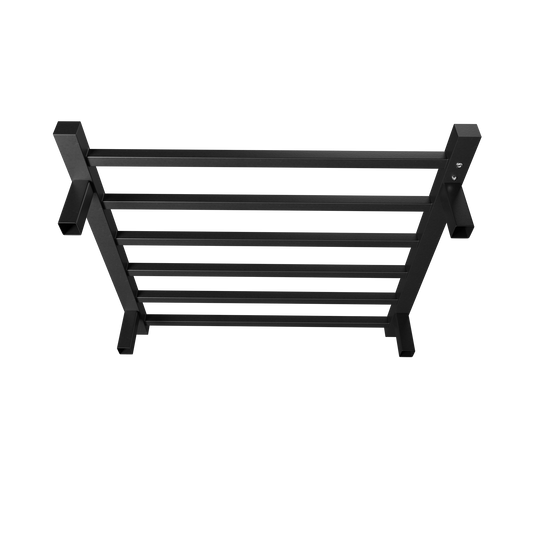 Towel Warmer 6 Bar Electric Heated Towel Rack Wall Mount Plug-in/Bath Towel Heater Matt-Black - Timer - -