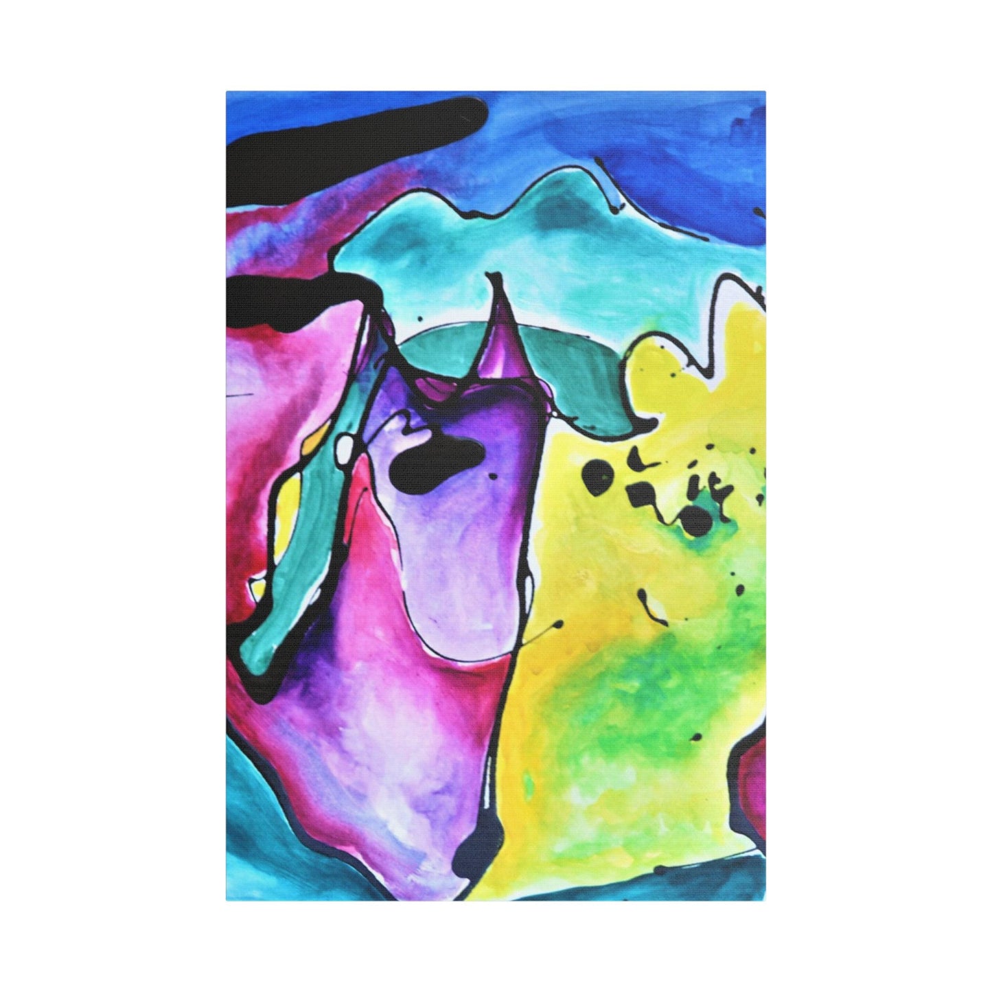 Cat Dog Satin Canvas Stretched 24″ x 36″ (Vertical) 1.5"
