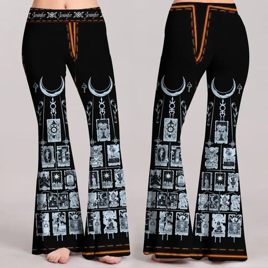 Personalized Tarot Card Women's Skinny Flare Pants - Gift Idea for Tarot Lovers/Mother's Day - - Tarot Card Skinny Flare Pants