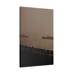 Navy Day New York October 27th 1945 War Ships Satin Canvas Stretched
