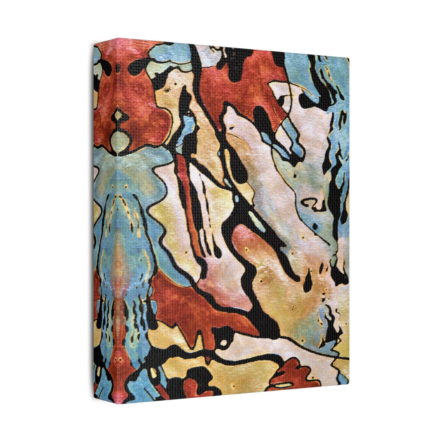 Blue Falls Satin Canvas Stretched
