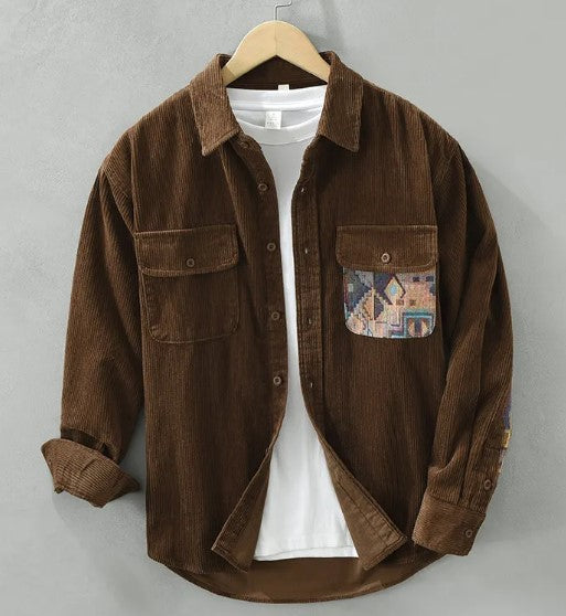 Japan Style Retro Long Sleeve Shirt - Brown (Medium) M - shirt