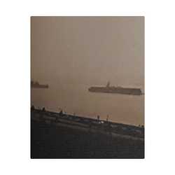 Navy Day New York October 27th 1945 War Ships Satin Canvas Stretched