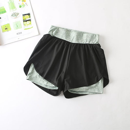 Quick-Drying High-Waist Sports Shorts - Dark Green S - shorts