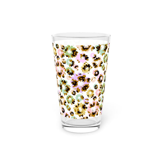 Floral Pint Glass - 16oz Colorful Drinkware - Kia Day Design