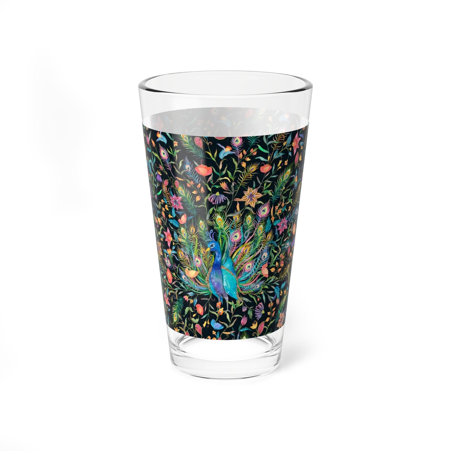 Floral Peacock Mixing Glass - Kia Day Design