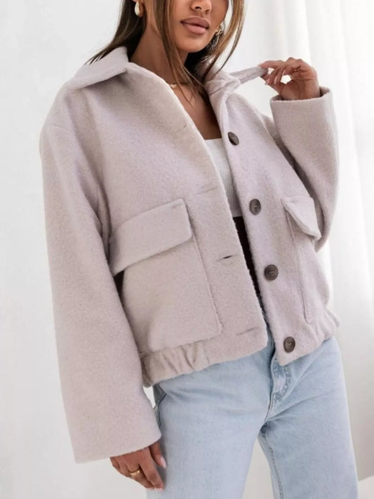Button-Down Long Sleeve Outerwear - -