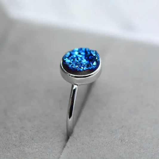 Round Blue Crystal Stud Earrings - Ring - earrings