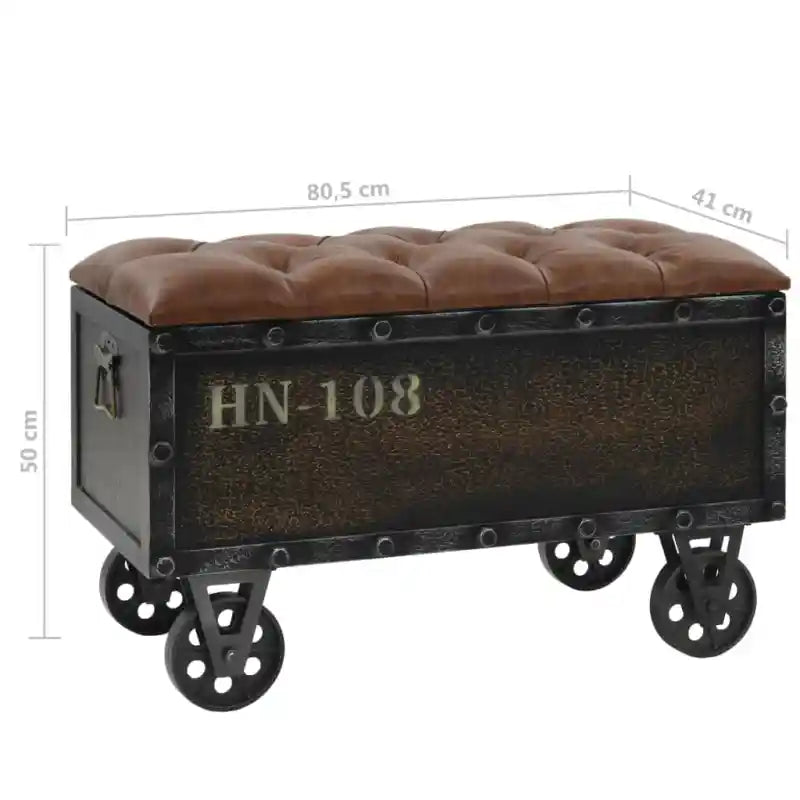 Solid Wood And Artificial Leather Storage - - bench