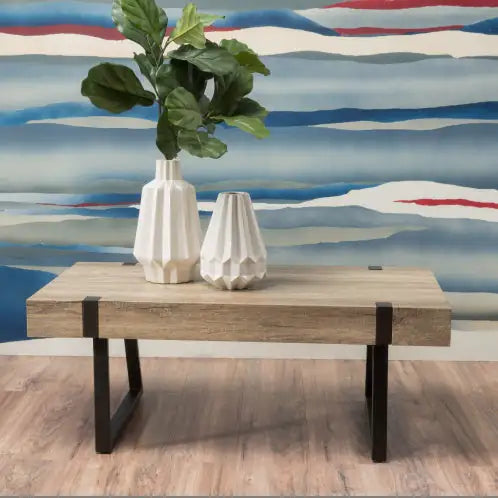 Abitha Faux Wood Coffee Table - Grey - table