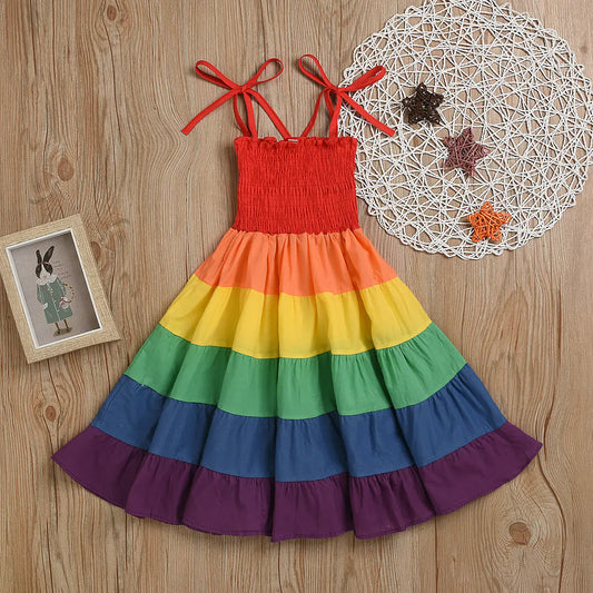 Rainbow Stripe Skirt Dress - - dress
