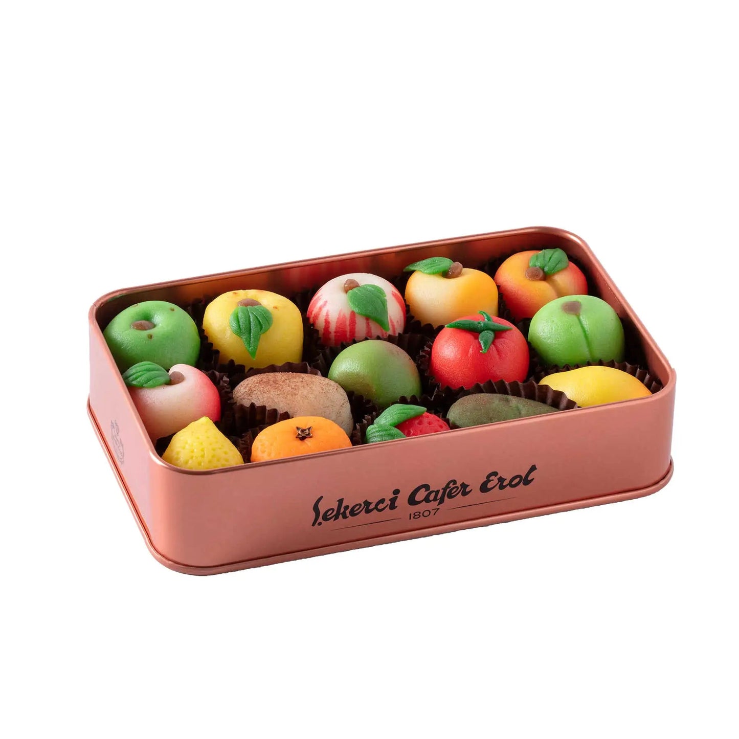 Cafer Erol Marzipan Almond Paste Bronze Tin Box 15 Pieces - Kia Day Design