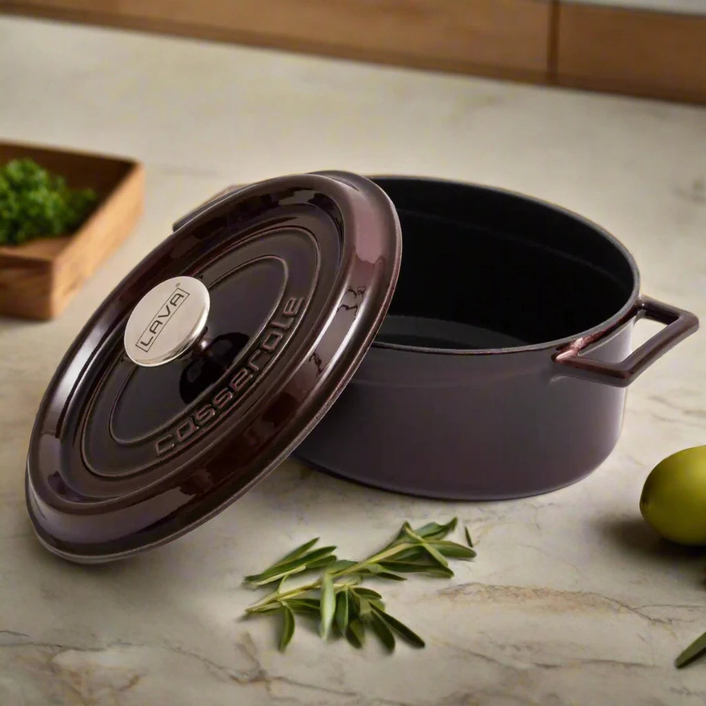 LAVA Enameled Cast Iron Oval Dutch Oven With Lid, 4 Quart, Dishwasher Safe Kia Day Design