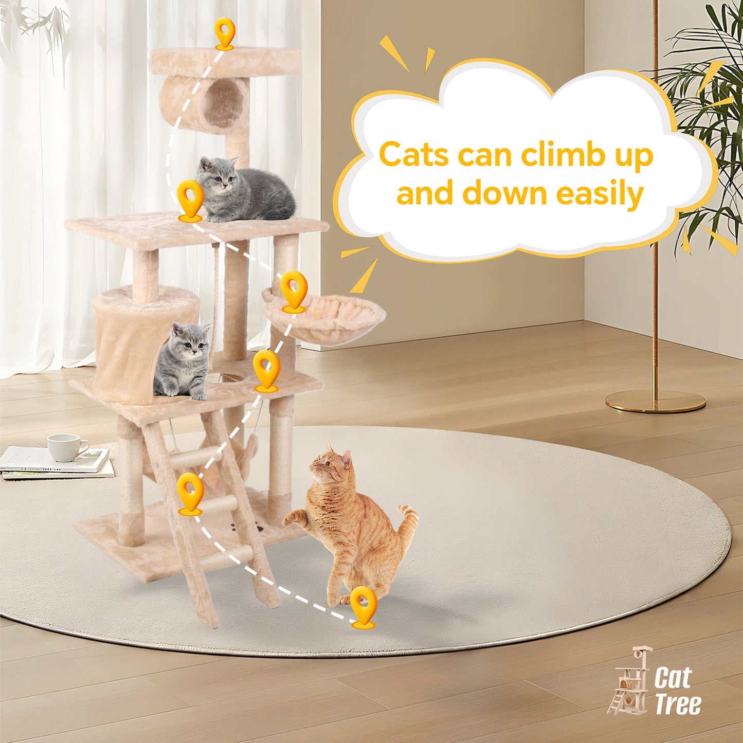 Cream Cat Climbing Tree - - cat tree