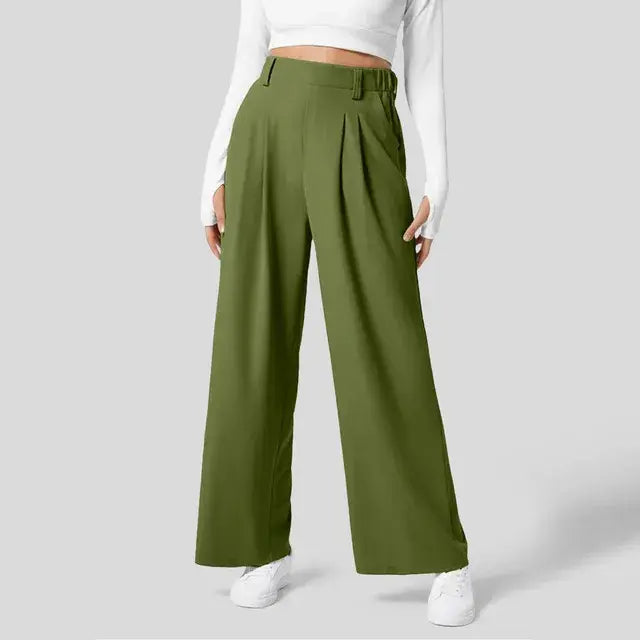 Ladies Solid Wide Leg Pants - Kia Day Design