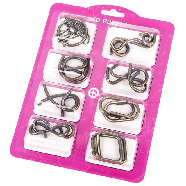 Metal Montessori IQ Brain Teaser Puzzle Sets light pink