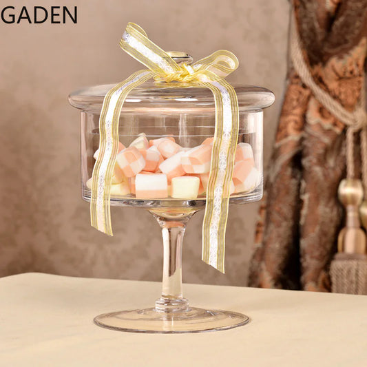 European Style Tall Transparent Glass Candy Jar with Lid - Kia Day Design