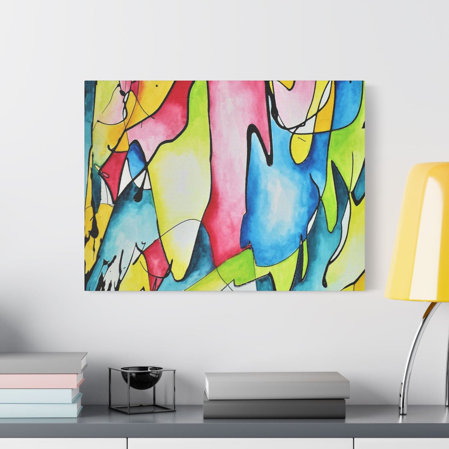 Blue Flame Satin Canvas Stretched