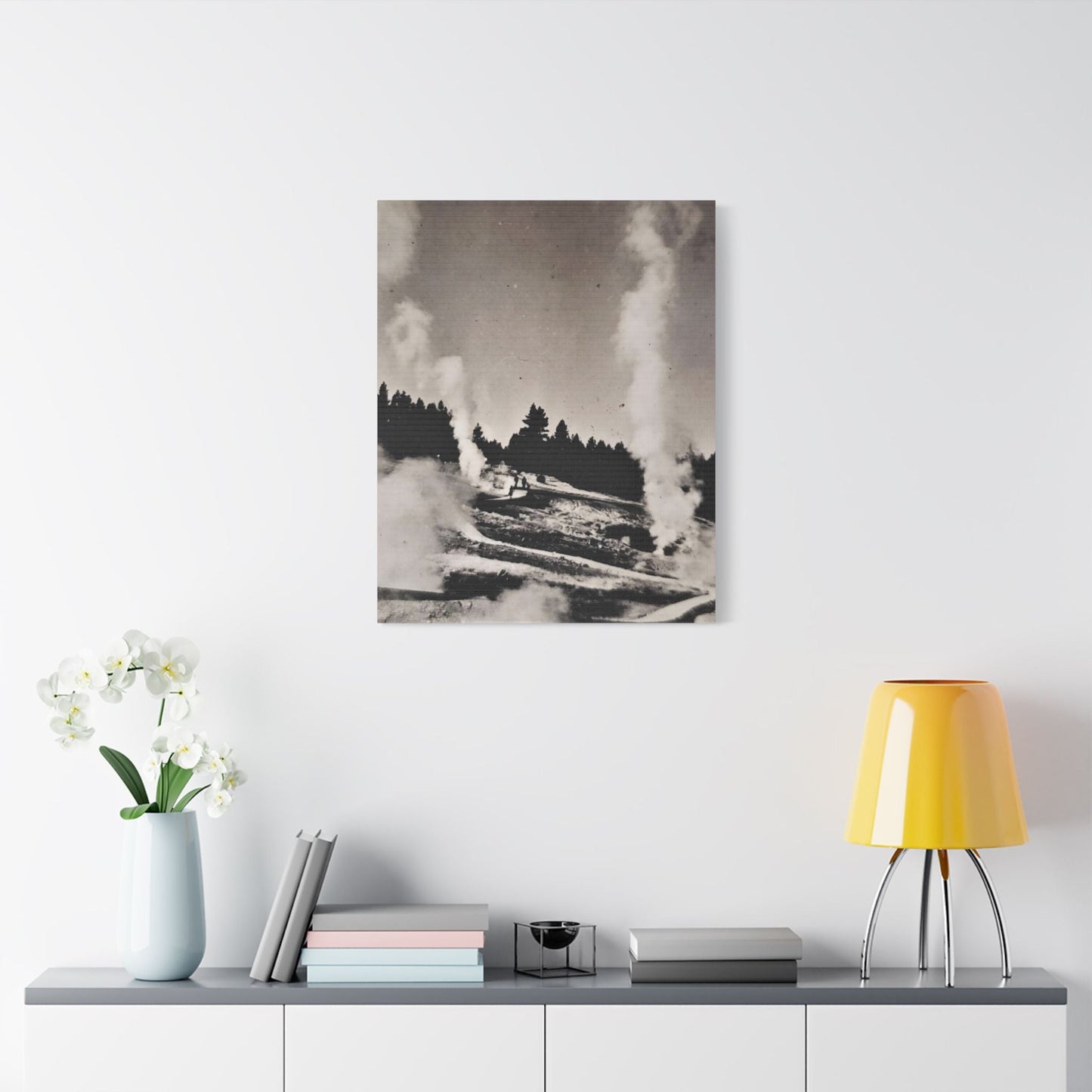 Norris Geyser Yellowstone Satin Canvas Stretched