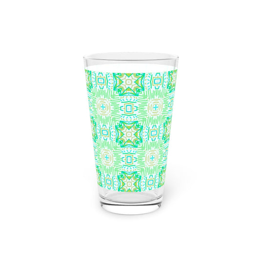Light Green Geometric Pint Glass - 16oz - Kia Day Design