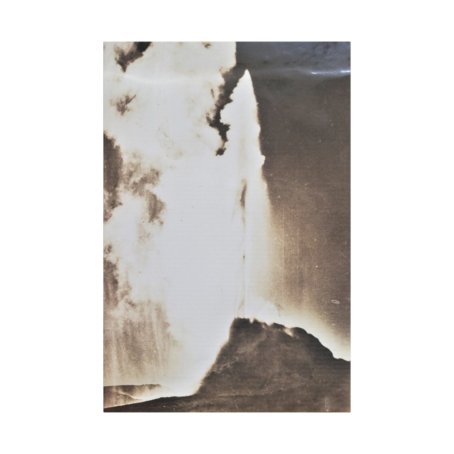 White Dome Geyser Yellowstone Satin Canvas Stretched