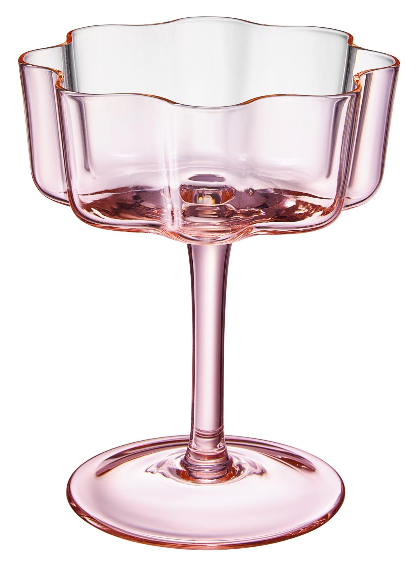Flower Wave Coupe Cocktail Colored Glasses | Set of 5 | Fall/Holiday Colors - -