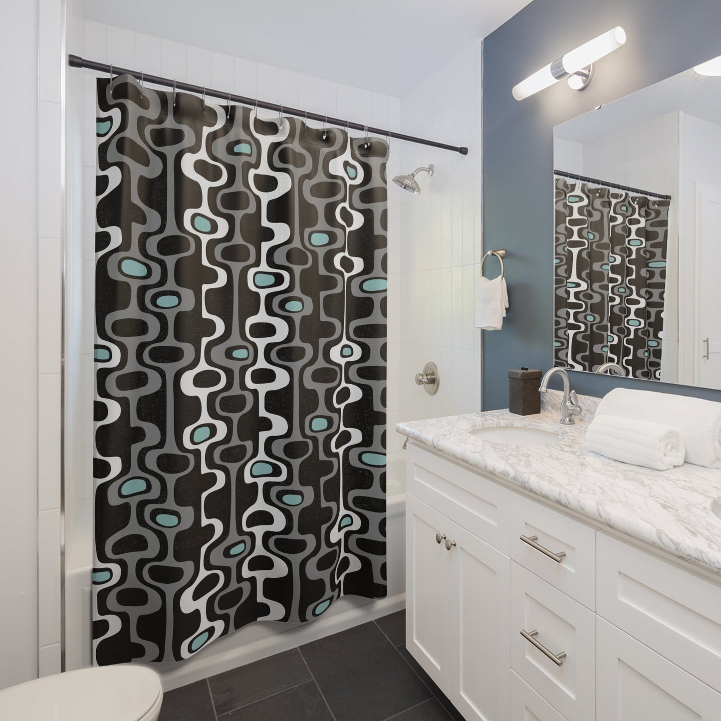 Modern Geometric Shower Curtain - Kia Day Design