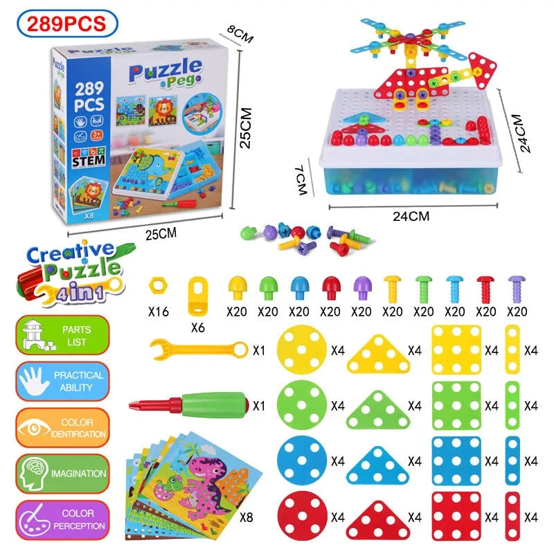 3D Mosaic Puzzle Building Set with Tools - Kia Day Design