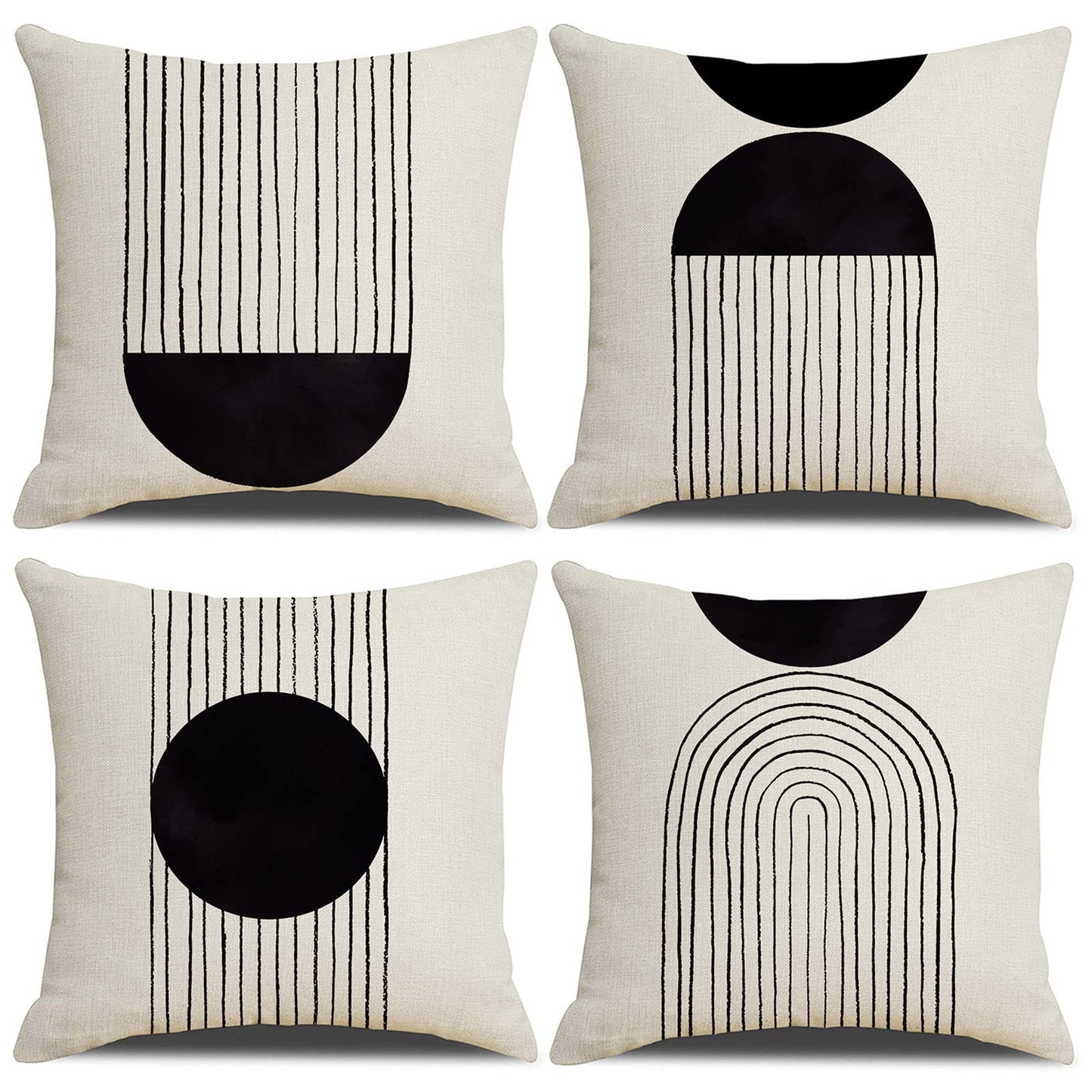 Boho Sun Arch Black & White Pillow Covers 18x18 - - pillow cover