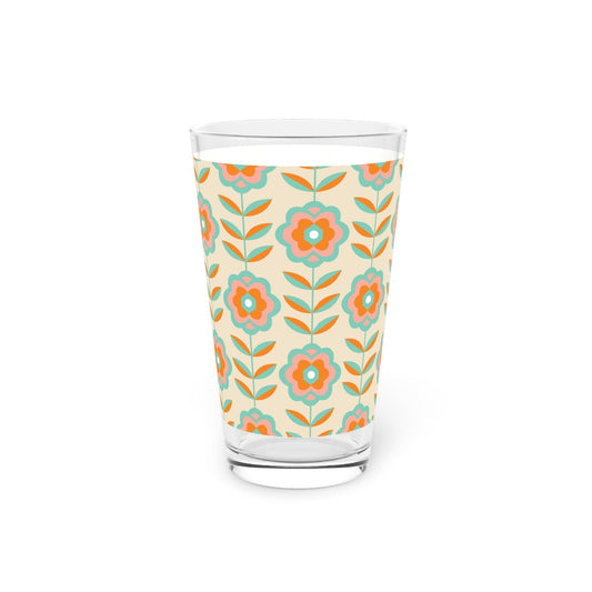 Floral Patterned Pint Glass - 16oz - Kia Day Design
