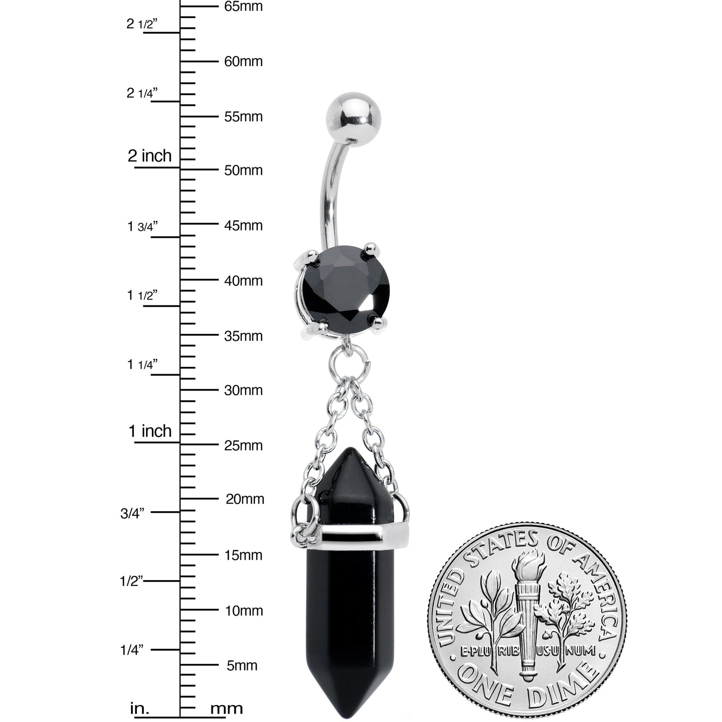 Black Onyx Stone Stone Hippie Dangle Belly Ring - - BELLY RING Dangle