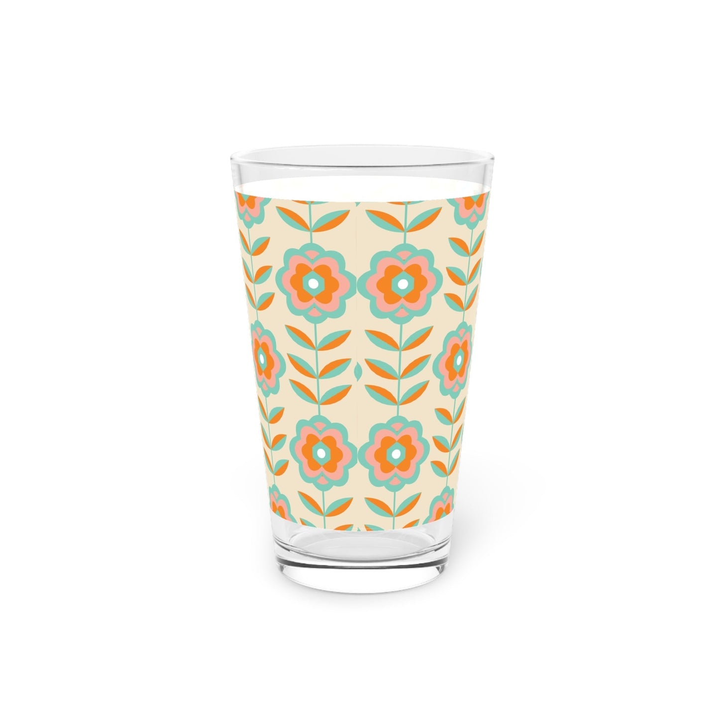 Floral Patterned Pint Glass - 16oz - - drinkware