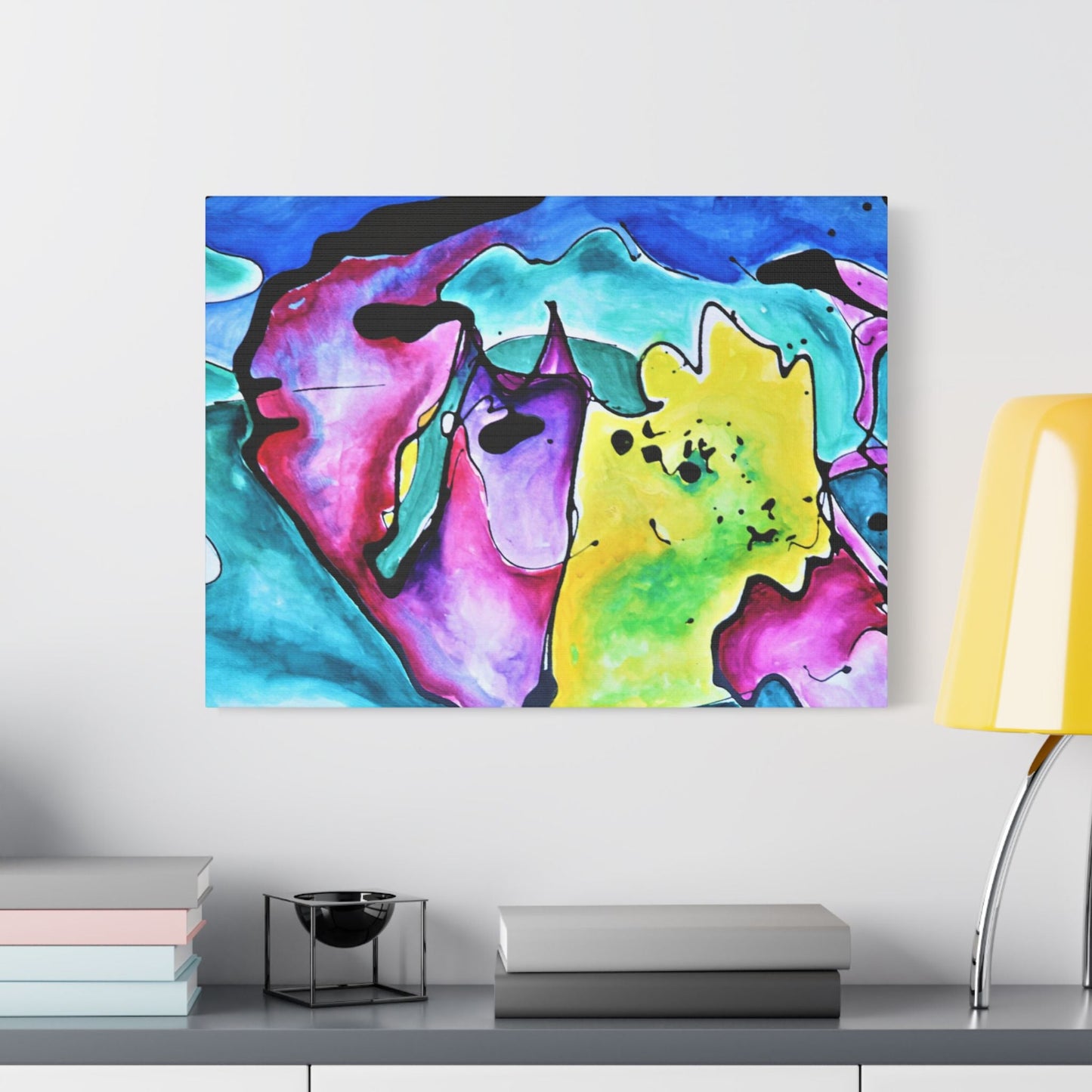 Cat Dog Satin Canvas Stretched