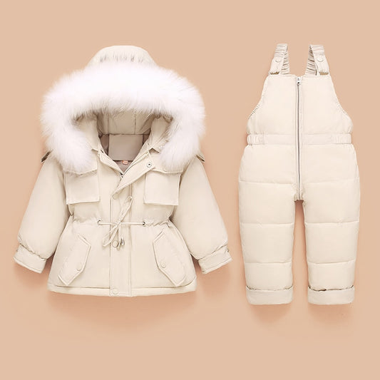 Childrens Down Jacket Set - Beige 90cm - Coat