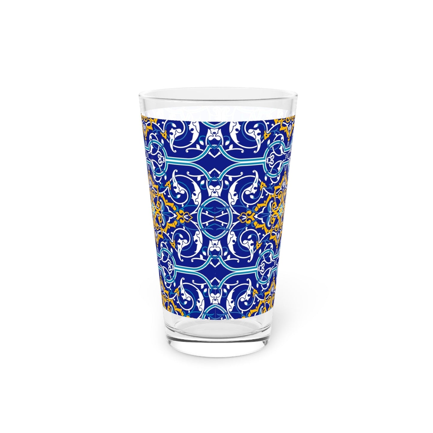 Blue Pattern 16oz Pint Glass - Kia Day Design