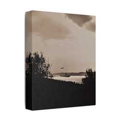 Navy Day New York October 27th 1945 Plane Satin Canvas Stretched