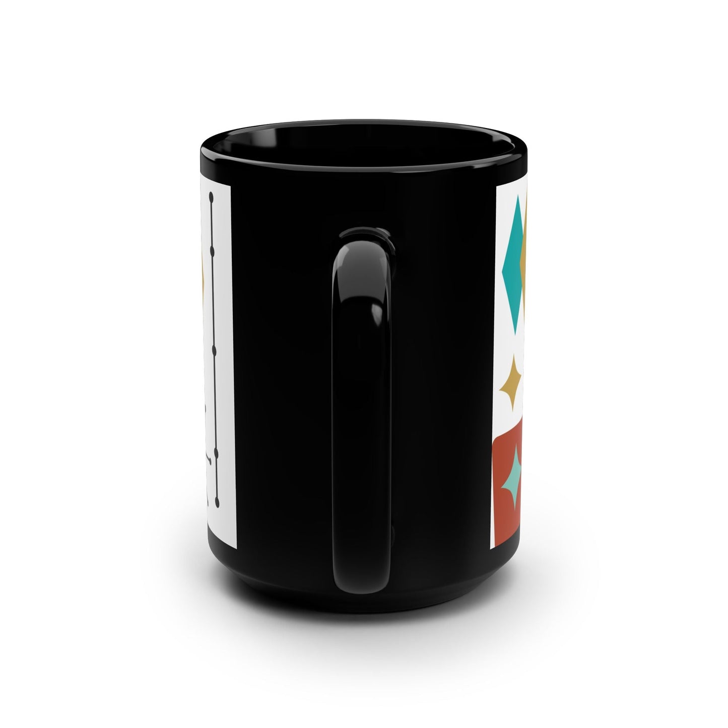 Vintage Geometric Art Black Mug - 15oz - Kia Day Design
