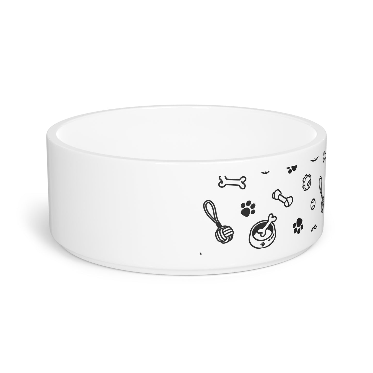 Black and White Puppy Pattern Pet Bowl - Kia Day Design