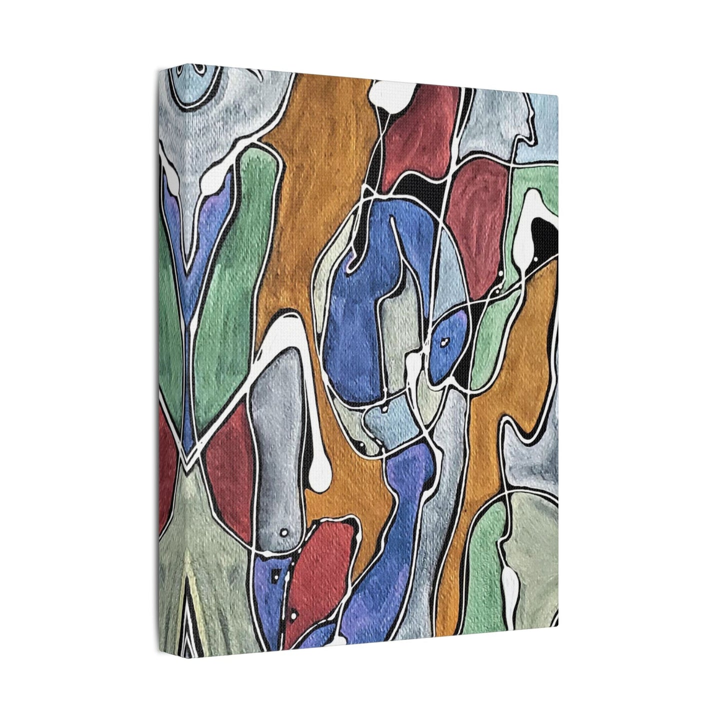 Blue Girl Satin Canvas Stretched