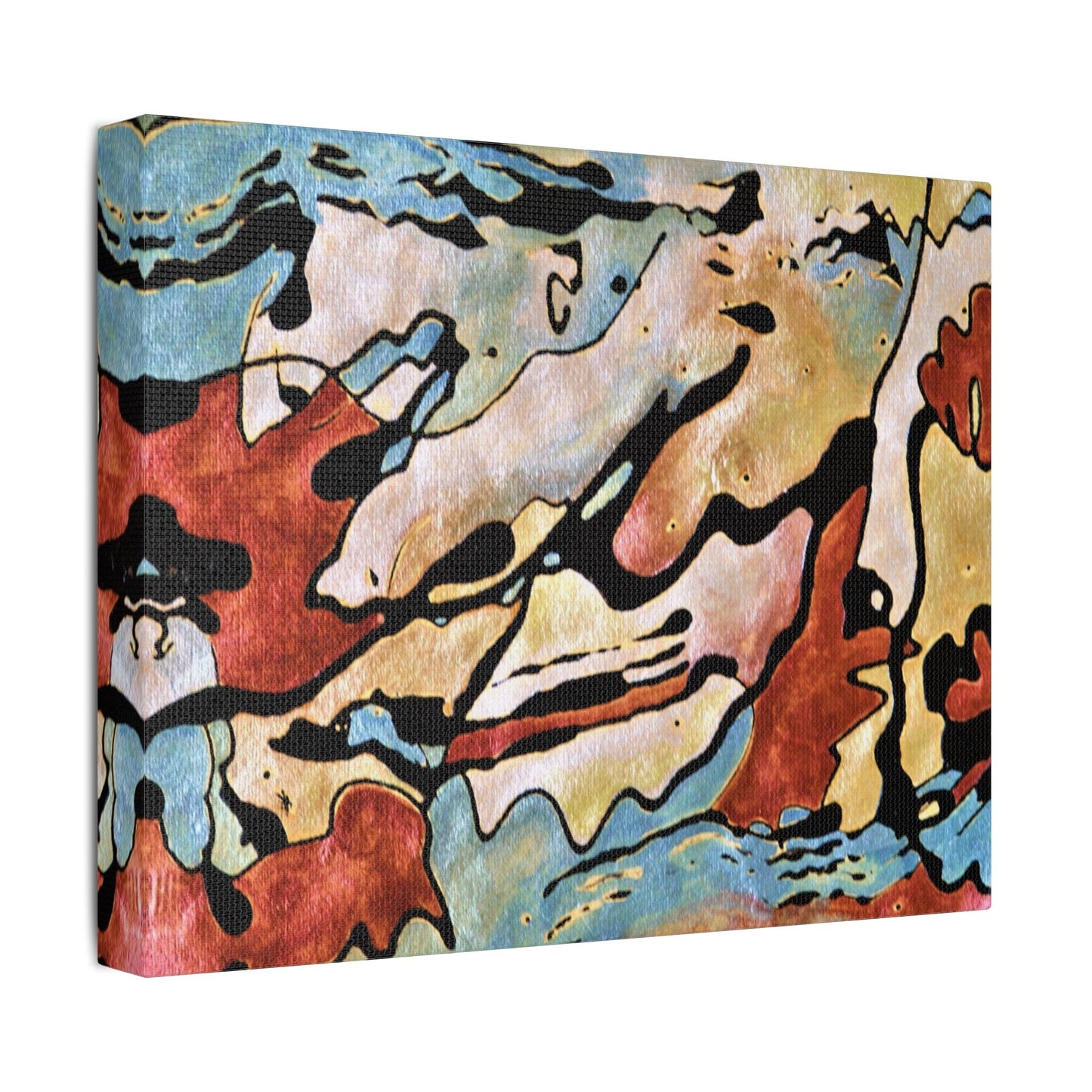 Blue Falls Satin Canvas Stretched