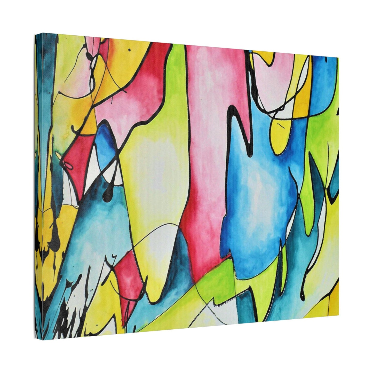 Blue Flame Satin Canvas Stretched
